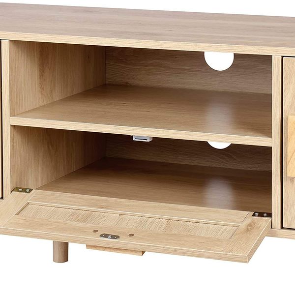 Wholesale Furniture TV Rattan Cabinet Modern TV Stand and Rattan Cabinet Wall Mounted with Storage Shelves 2 Doors
