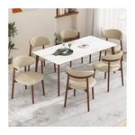 Modern Leather Dining Chair With Circular Backrest Suitable For Home Furniture In Kitchen Living Room Dining Area