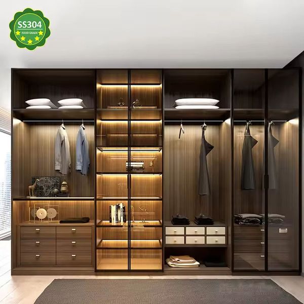 High Quality Freestanding Closet Armoire Customized 304 Stainless Steel Environmental Protection Wardrobe for Ropa Storage