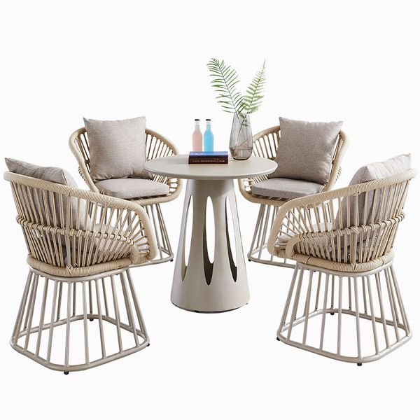 Juecheng Modern Aluminium Dining Table Set Restaurant Bistro Coffee Dining Table and Chair Design Patio Garden Chair