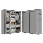 Hot Sale Non Woven Fabric Wardrobe Collapsible Wardrobe Closet For Cloth Almirah 2 Hanging Space 6 Shelves Organizer